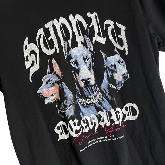 Supply & Demand Brooker Graphic Tee Black Doberman T-Shirt Size M - Picture 3 of 5